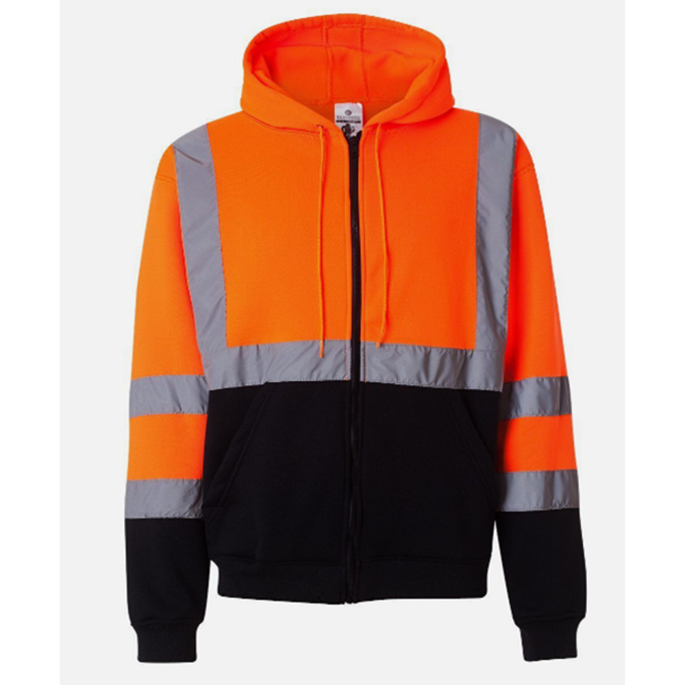 ML Kishigo Construction Hi Visibility Full Zip Sweatshirt Safety Orange Size L